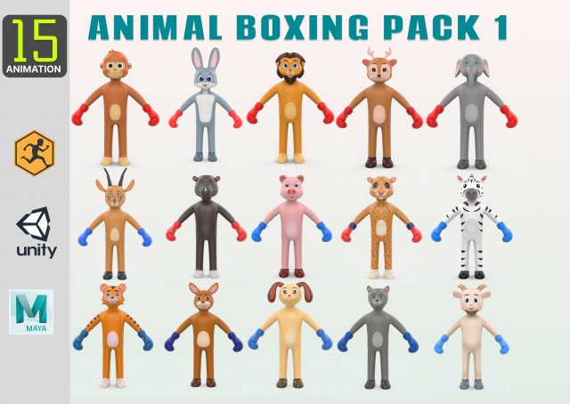 Animal Animated Pack 1 3Dモデル .c4d .max .obj .3ds .fbx .stl .blend 