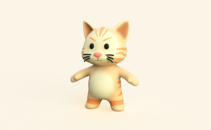 Little animal baby - Cat cute - Animated 3D Модель .c4d .max .obj .3ds .fbx .stl .blend 