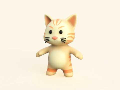 Małe zwierzę - kot uroczy - animowany Model 3D