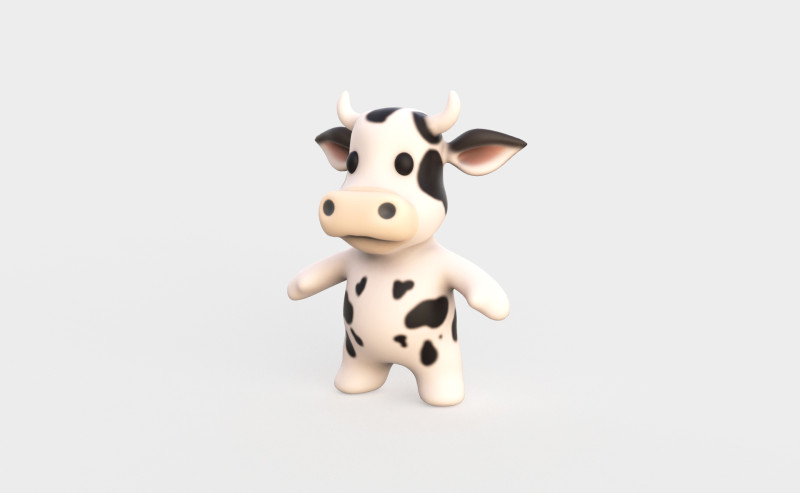 Little animal baby - Cow cute - Animated 3D Model .c4d .max .obj .3ds .fbx .stl .blend 