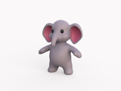 Little animal baby - Elephant cute - Animated 3D-Modell