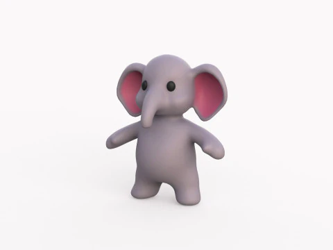 Małe zwierzę - słodki słoń - animowane Model 3D