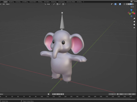 Little animal baby - Elephant cute - Animated 3D Model