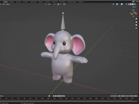 Piccolo animaletto - Elefante carino - Animato Modello 3D