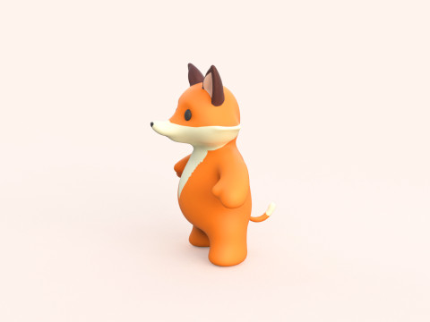 Little animal baby - Fox cute - Animated 3D-Modell