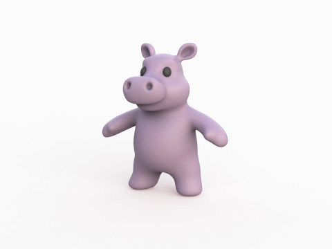 Little animal baby - Hippo cute - Animated 3D Model