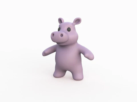 Kleines Tierbaby - Niedliches Nilpferd - Animiert 3D Modell