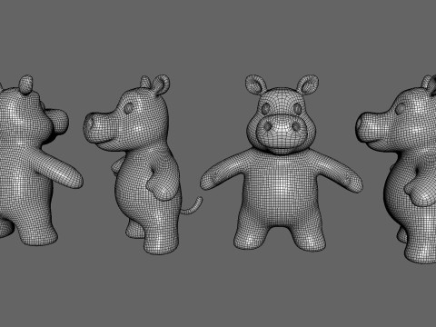 Little animal baby - Hippo cute - Animated Model 3D