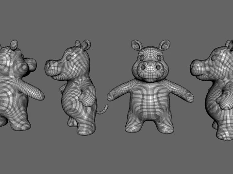 Little animal baby - Hippo cute - Animated 3D Model