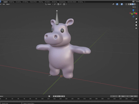 Little animal baby - Hippo cute - Animated Model 3D