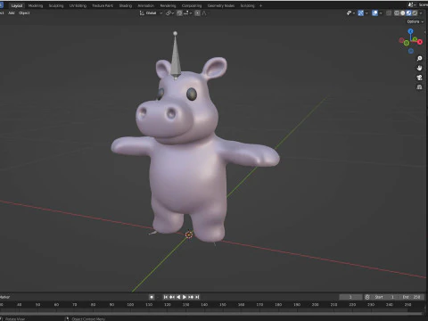 Little animal baby - Hippo cute - Animated 3D Model