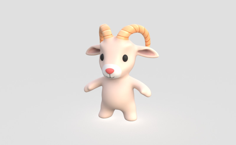 Little animal baby - Goat cute - Animated 3D Модель .c4d .max .obj .3ds .fbx .stl .blend 