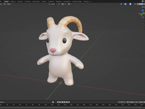 Little animal baby - Goat cute - Animated 3D Модель