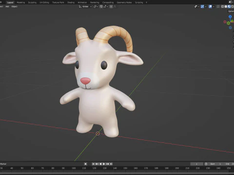 Animalzinho beb&ecirc; - Cabra fofa - Animado Modelo 3D