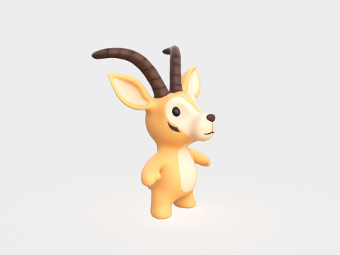 Little animal baby - Antelope cute - Animated Modelo 3D