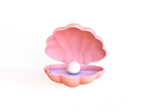 Open Clam Sea Shell 01 3D Модель