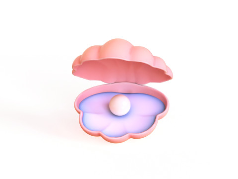 Open Clam Sea Shell 01 3D Модель
