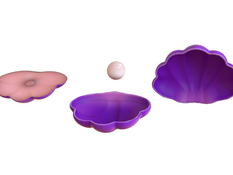 Open Clam Sea Shell 06 3D Модель