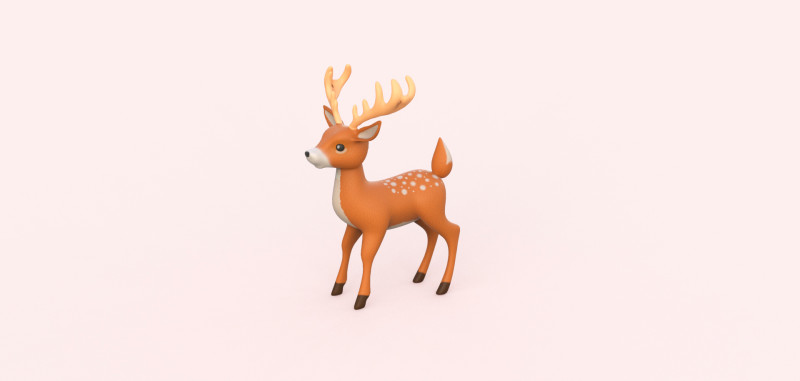 Cartoon Reindeer Cute 3D-Modell .c4d .max .obj .3ds .fbx .stl .blend 