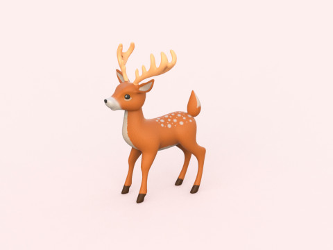 Cartoon Reindeer Cute Modelo 3D