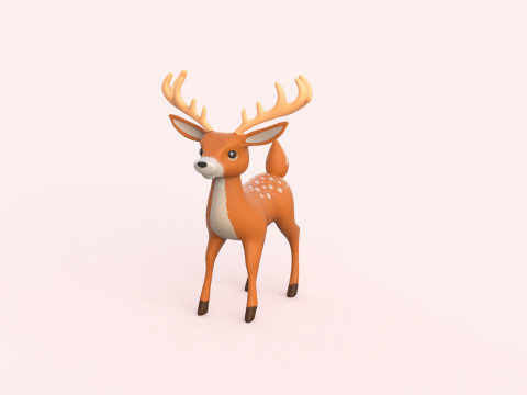Cartoon Reindeer Cute 3D-Modell