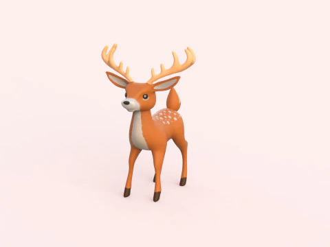Cartoon Reindeer Cute 3D Model