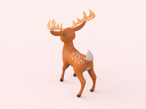Cartoon Reindeer Cute 3D-Modell