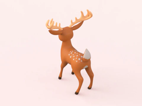 Cartoon Reindeer Cute 3D Model