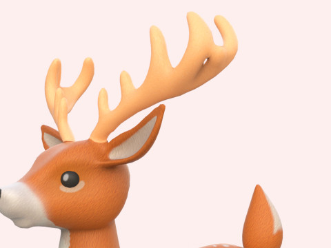 Cartoon Reindeer Cute 3D-Modell