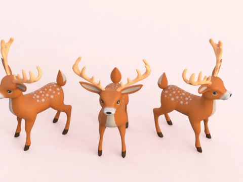 Cartoon Reindeer Cute 3D Model
