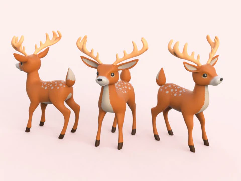 Cartoon Reindeer Cute 3D Model