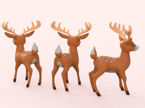 Cartoon Reindeer Cute 3D-Modell
