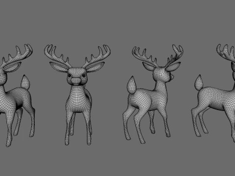 Cartoon Reindeer Cute 3D Model