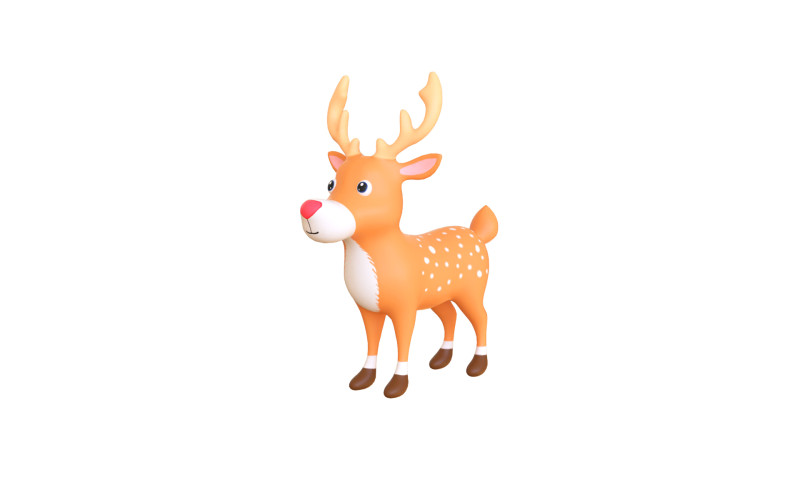 Cartoon Reindeer 2 Cute 3Dモデル .c4d .max .obj .3ds .fbx .stl .blend 