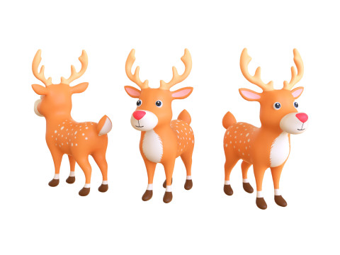 Cartoon Reindeer 2 Cute 3Dモデル