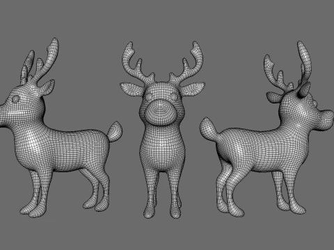 Cartoon Reindeer 2 Cute 3D Model