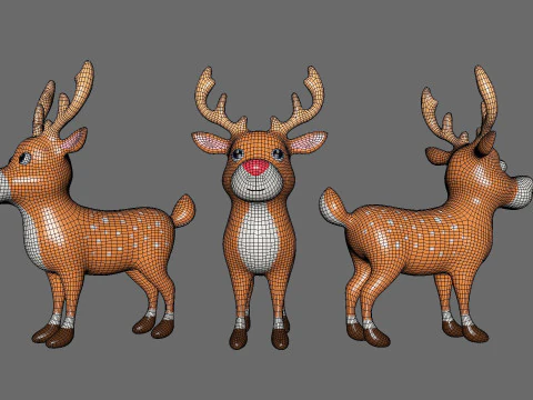 Cartoon Reindeer 2 Cute 3D Model