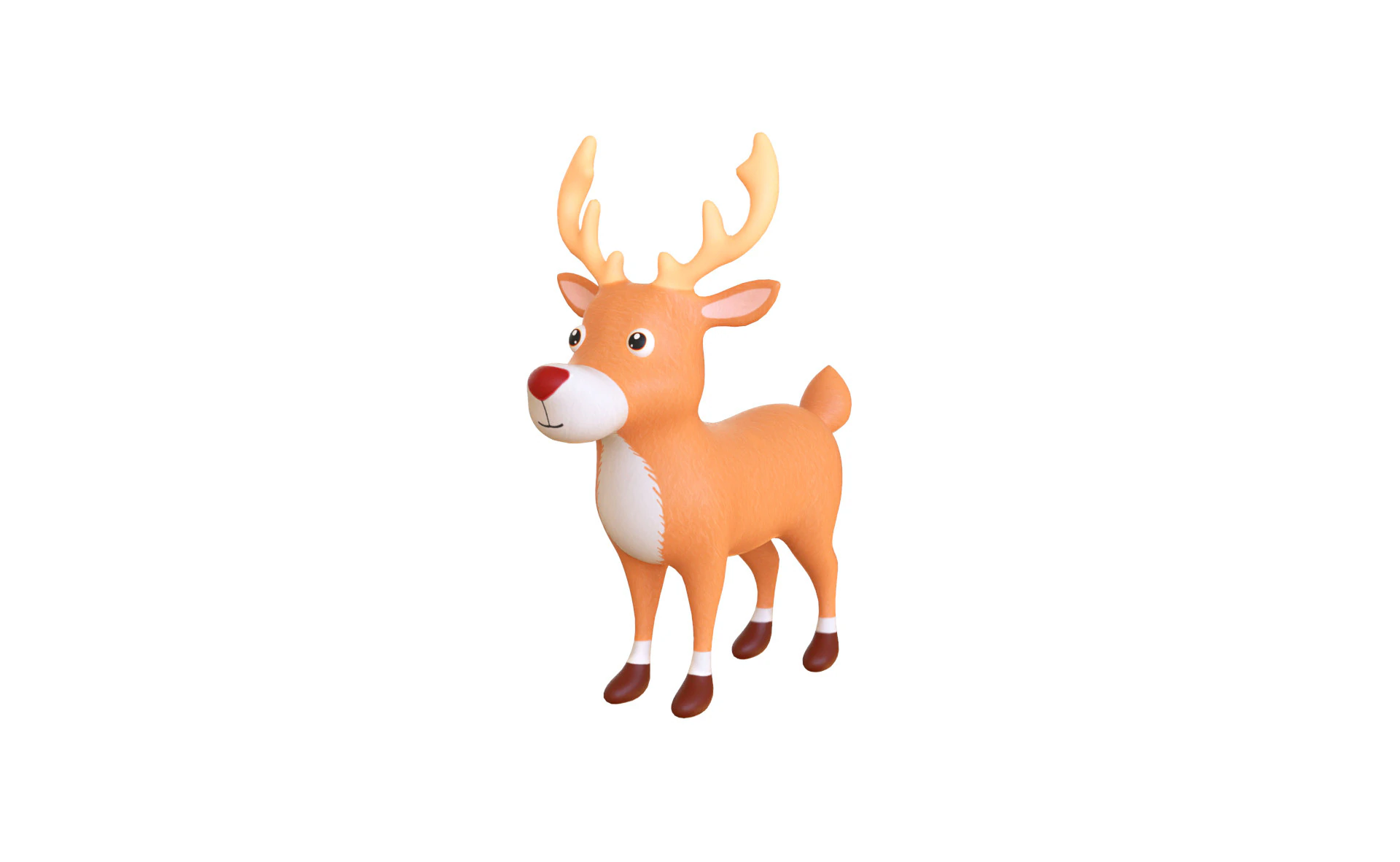 Cartoon Reindeer 3 Cute 3D Model .c4d .max .obj .3ds .fbx .stl .blend