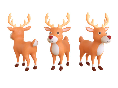 Cartoon Reindeer 3 Cute 3Dモデル