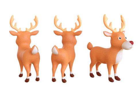 Cartoon Reindeer 3 Cute 3D Model