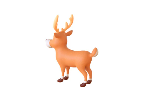 Cartoon Reindeer 3 Cute 3D Model