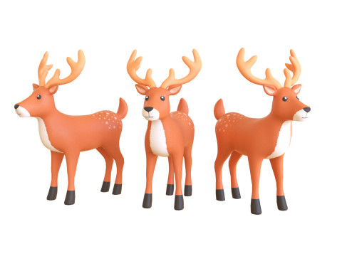 Cartoon Reindeer 4 Cute Modelo 3D