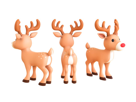 Cartoon Reindeer 5 Cute 3D-Modell