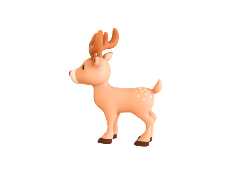 Cartoon Reindeer 5 Cute 3D-Modell