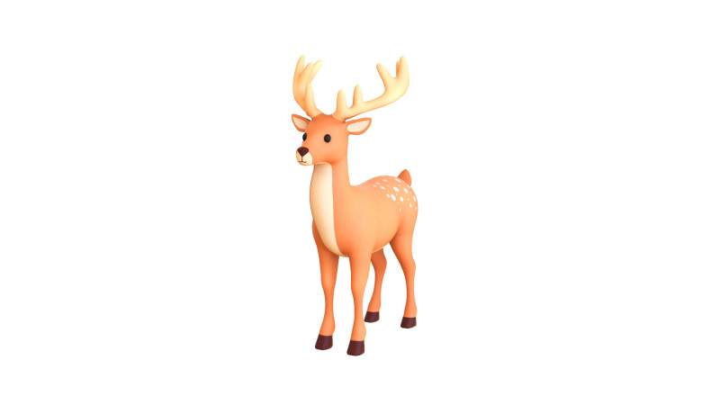 Cartoon Reindeer 6 Cute 3D Модель .c4d .max .obj .3ds .fbx .stl .blend 