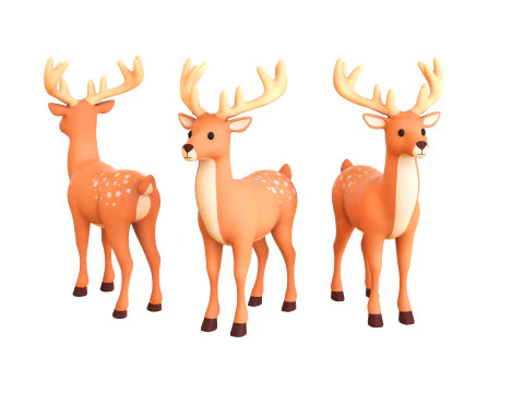 Cartoon Reindeer 6 Cute 3D Model