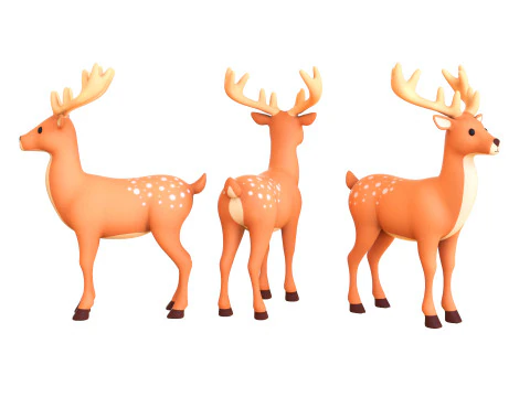 Cartoon Reindeer 6 Cute 3D Model