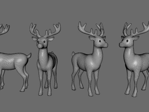 Cartoon Reindeer 6 Cute 3D Model