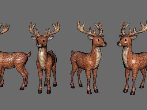 Cartoon Reindeer 6 Cute 3D Model