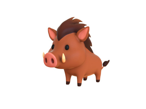 Cartoon Wild Boar v001 3D Model